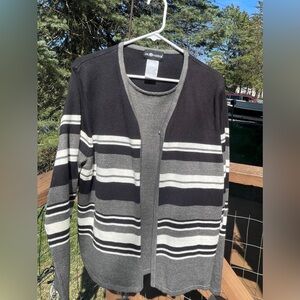 Women Sag Harbor Design Long Sleeve Layered Sweater With Clasp In Front